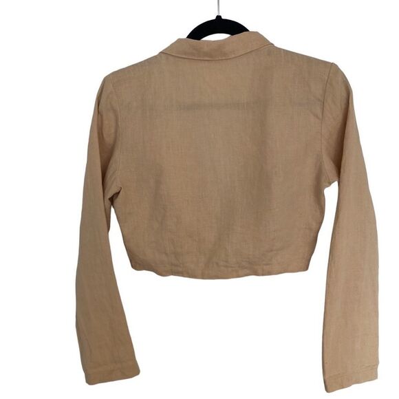 Verge Girl 100% Linen Cropped Long Sleeve Blazer - Picture 2 of 6